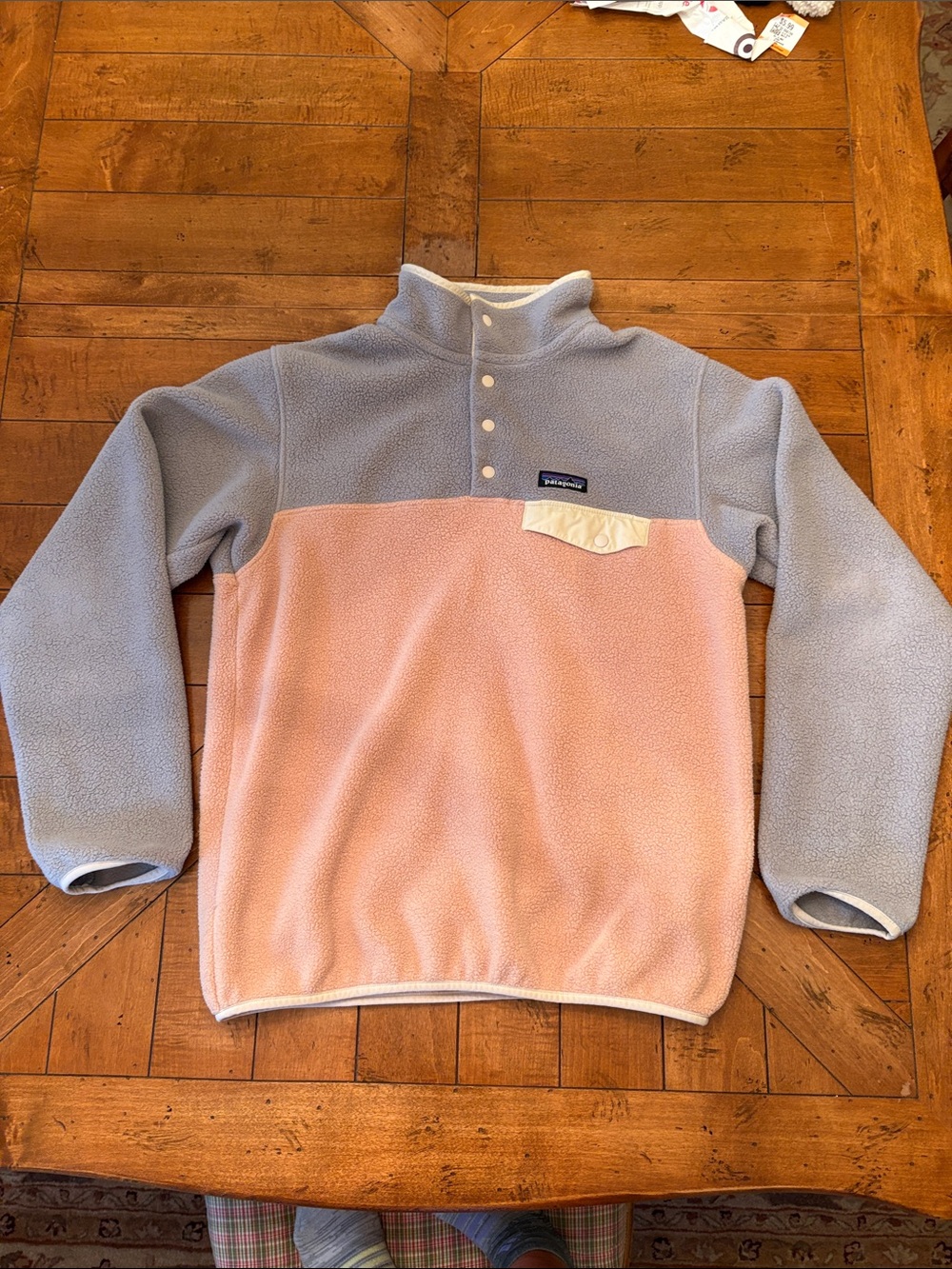 Patagonia Synchilla Two-Tone Snap Fleece Pullover - Light Gray & Pink